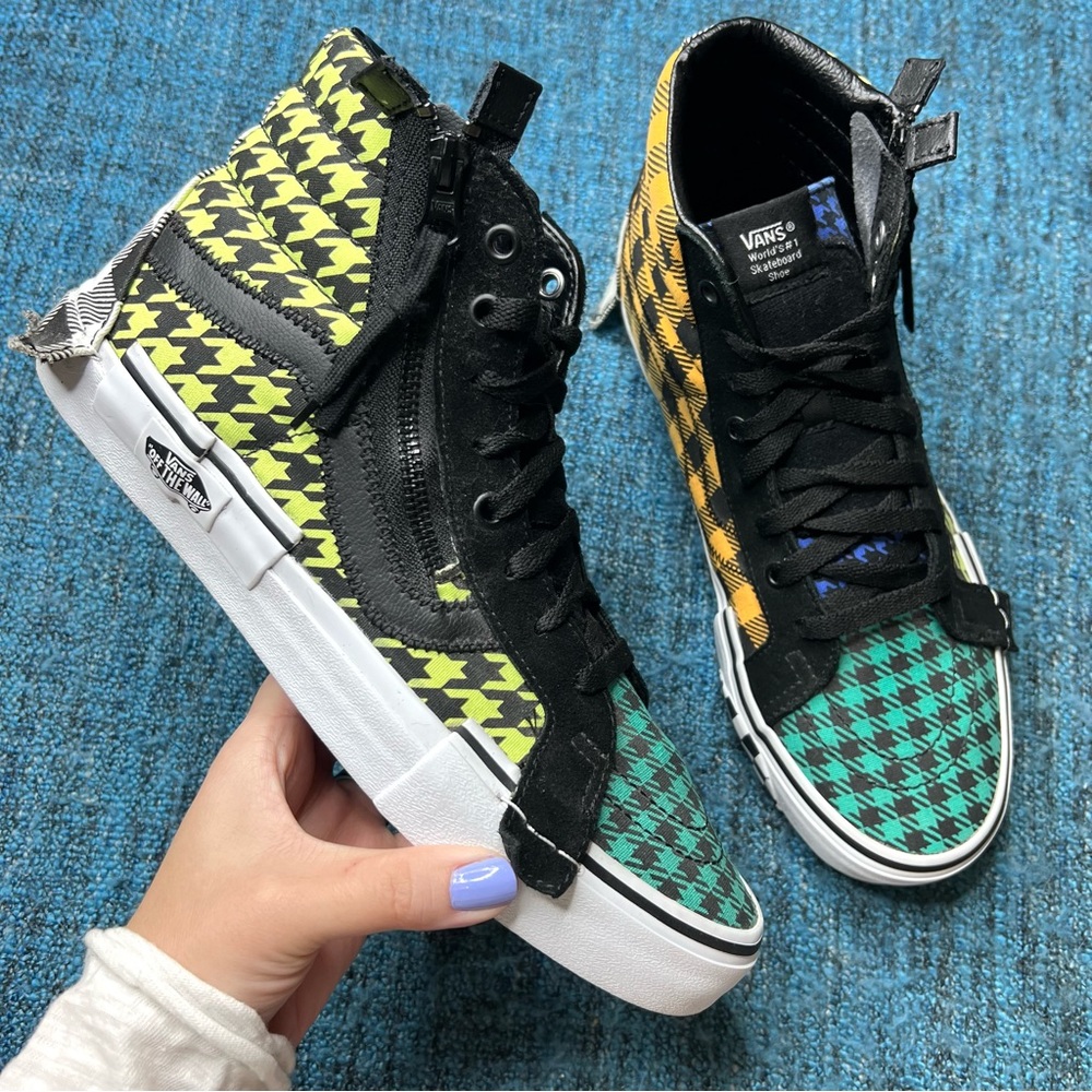 Vans Sk8 Hi Reissue Cap Multicolor Plaid Sneakers Men's Size 9 or Women's 10.5